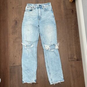 Abercrombie & Fitch Light Blue Distressed Straight Leg Jeans